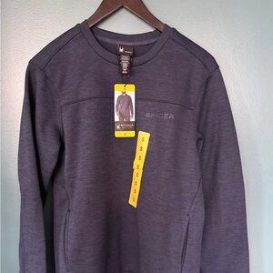 Spyder Active Men's Blue Long Sleeve Fleece Lined Crewneck Sweatshirt Small New